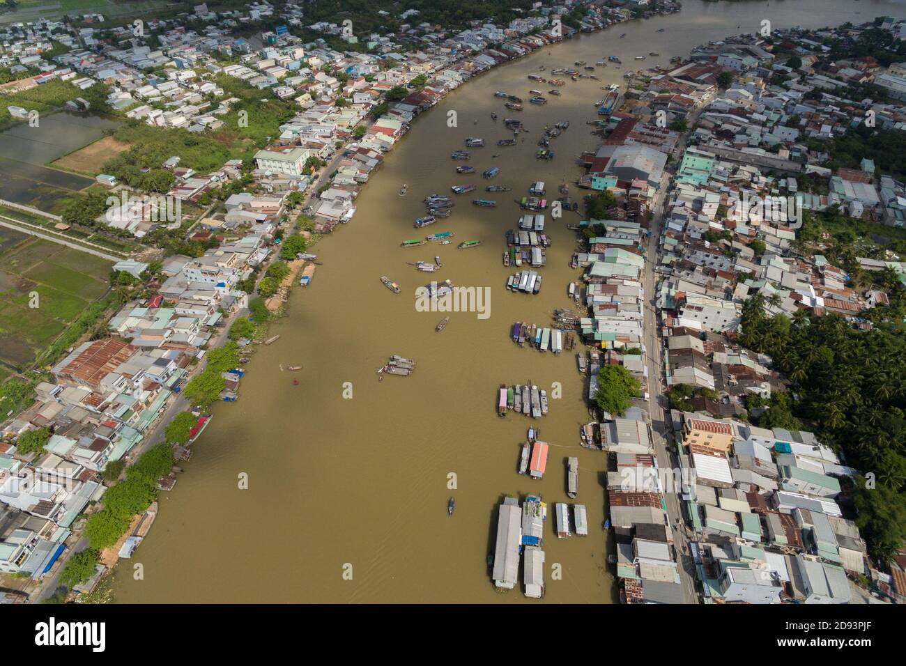 Can Tho viertgrößte Stadt in Vietnam, größte Stadt im Mekong-Flussdelta in Asien Luftdrohne Foto Ansicht Stockfoto