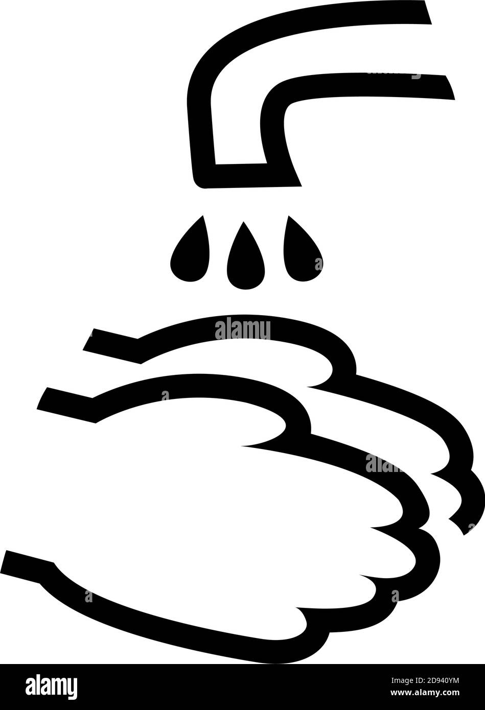 Symbol für Händewaschen auf weißem Hintergrund. Persönliche Hygiene und Prävention von Infektionskrankheiten. Gesunder Lebensstil. Vektor-isolierte Illustration. Stock Vektor