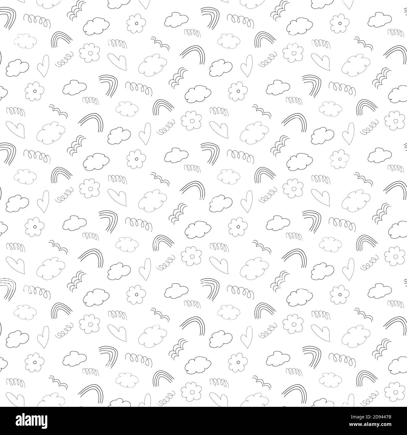 vektor monochrome Kinder linear nahtlose Muster drucken Stock Vektor