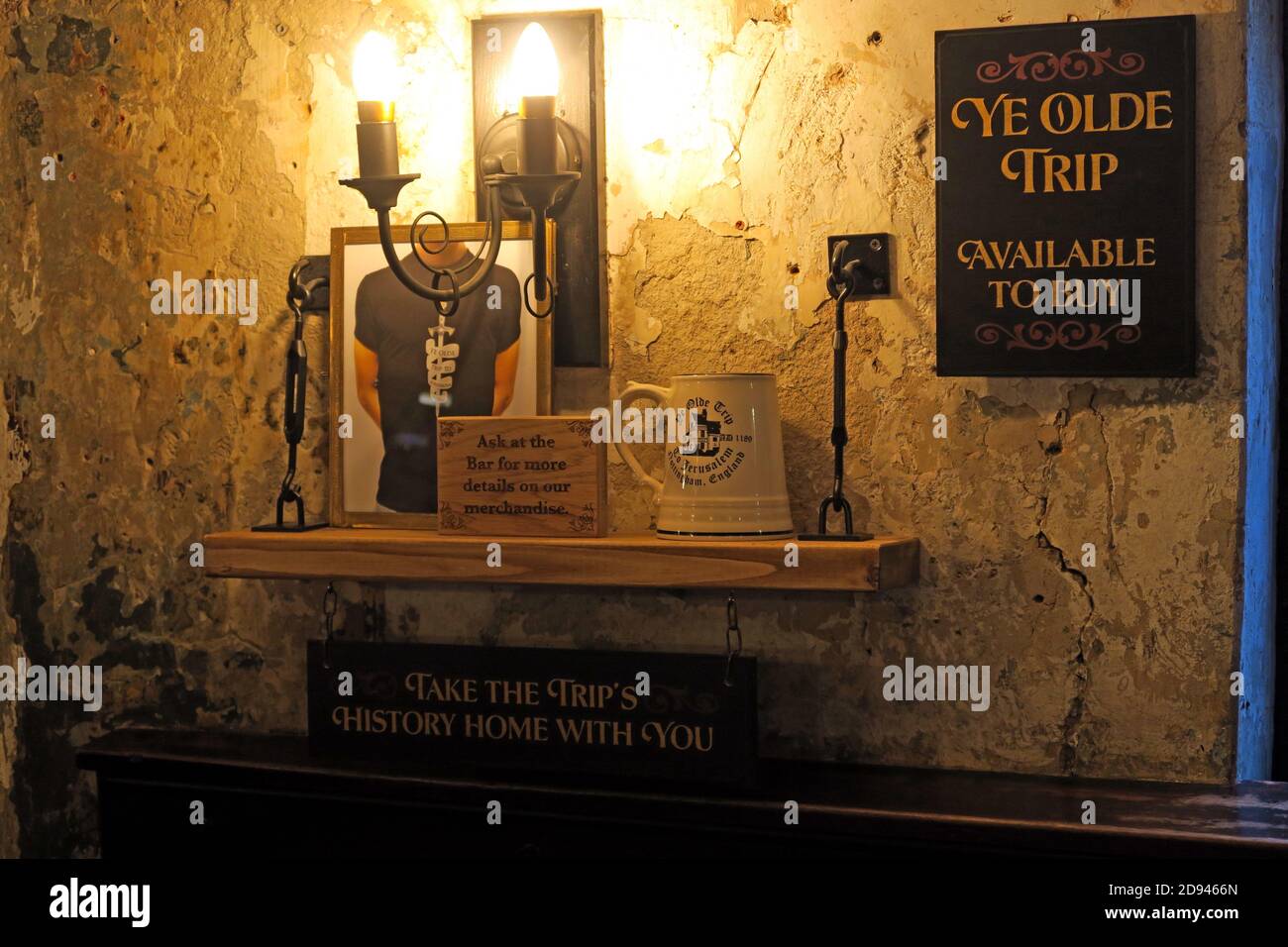 Ye Olde Trip to Jerusalem Pub Geschenke, Old Trip to Jerusalem Bar, alte Kneipe, Brewhouse Yard, 1, Nottingham, Nottinghamshire, NG1 6AD Stockfoto