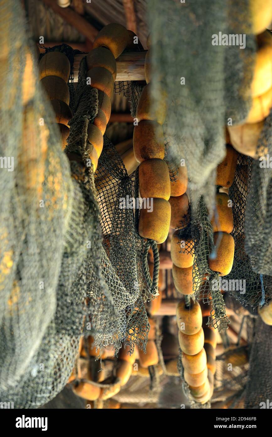Fischernetze hängen an der Islamorada Fisch zum Trocknen auf Unternehmen in den Florida Keys Stockfoto