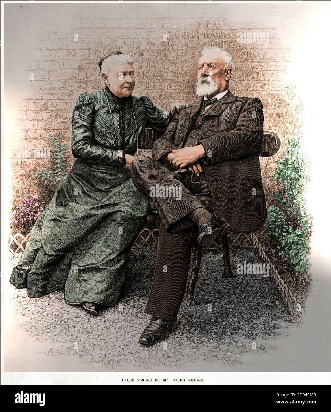 Jules Verne und Frau Verne ca. 1900. Stockfoto