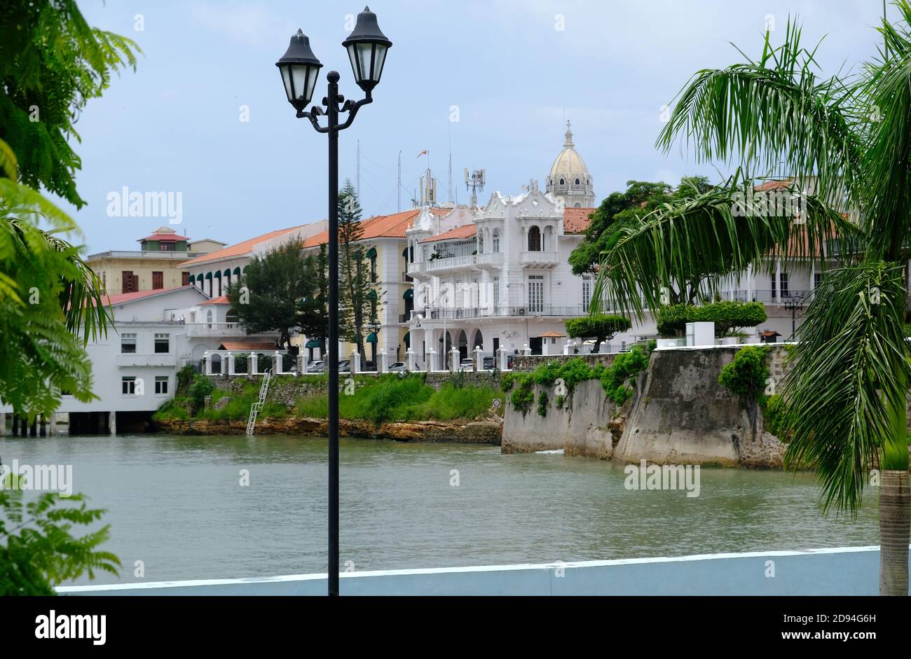 Panama City - Blick auf die Küste Kolonialzeit Häuser in San Felipe Auch Casco Antiguo Stockfoto