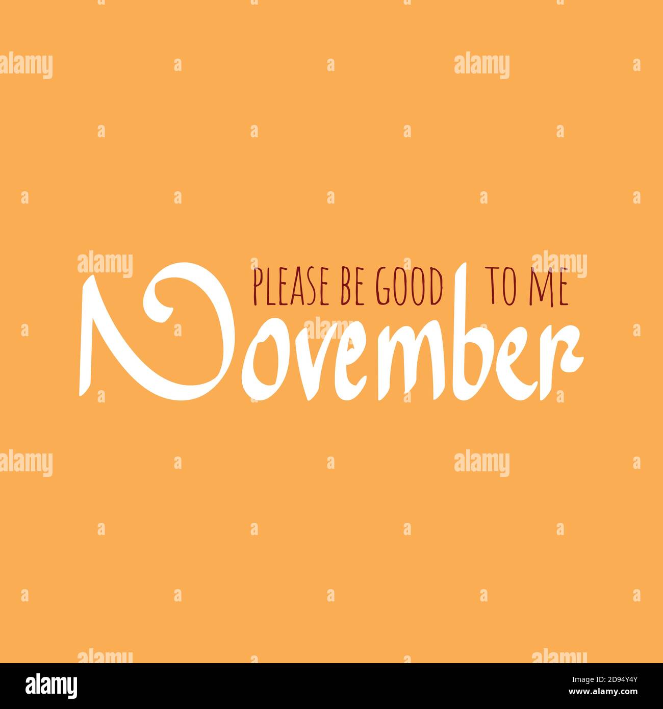 Zitat Im November. Banner für die Herbstsaison. Plakat, Kartendesign mit Inschrift, bunte Aufdrucke Laub, Schriftzug Phrase. Konzept-Werbung. Stock Vektor