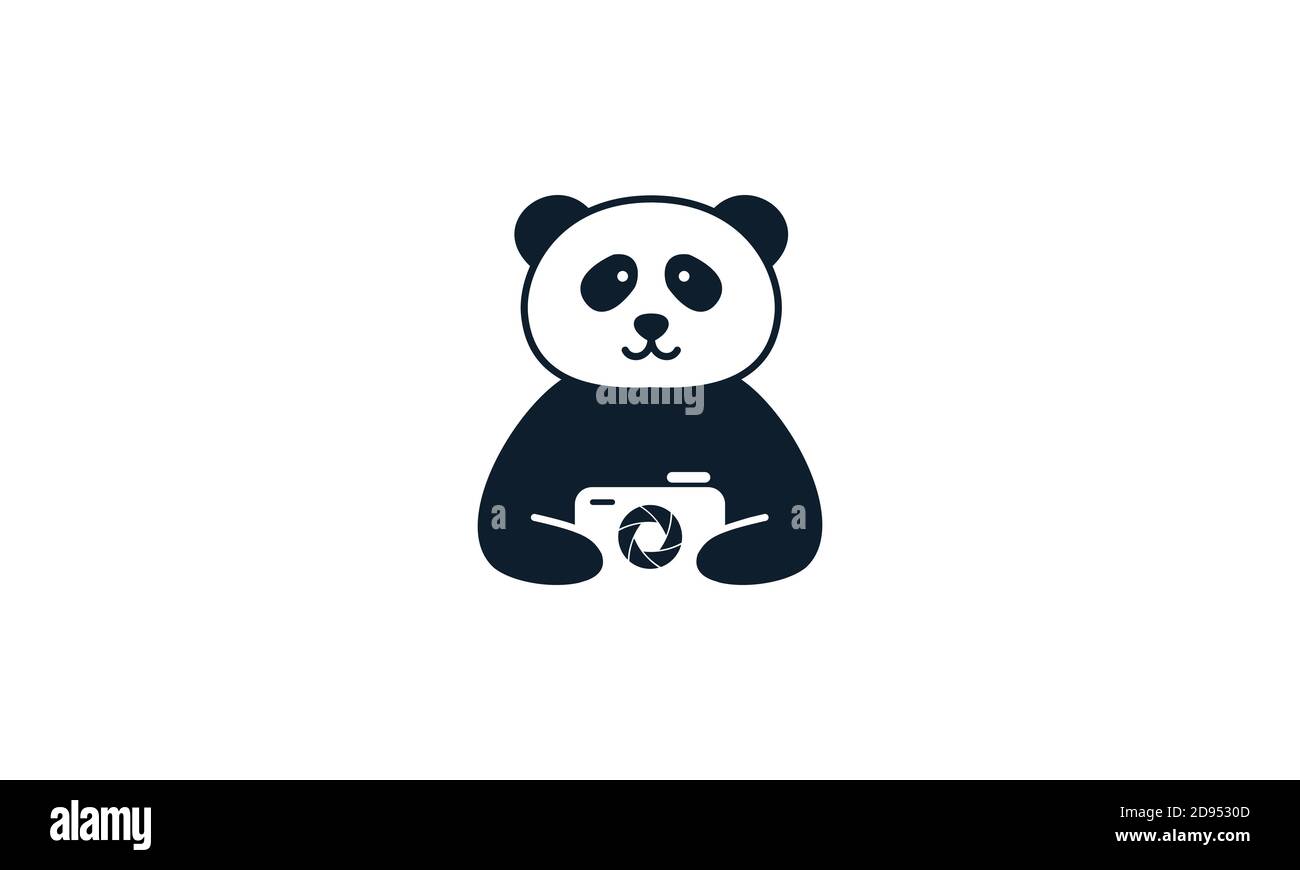 Tier Säugetiere Panda niedlich modern mit Kamera Fotografie Logo Vektor Icon-Design Stock Vektor