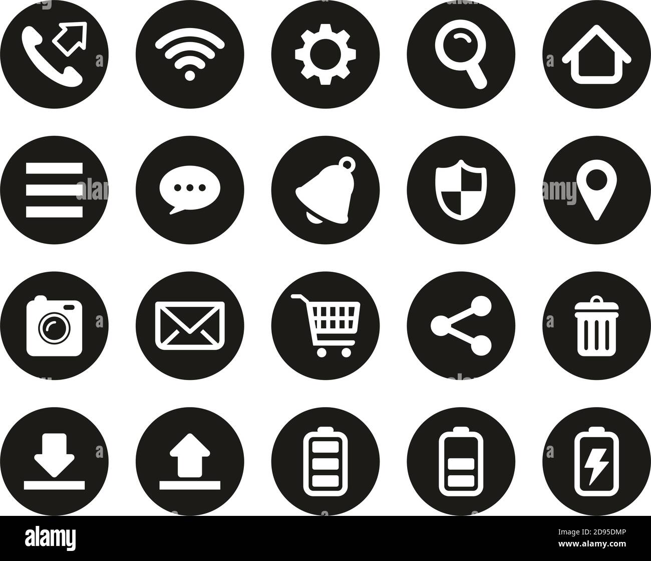 Schwarz Handy-Symbole - Vektor Icon Set Stock-Vektorgrafik - Alamy