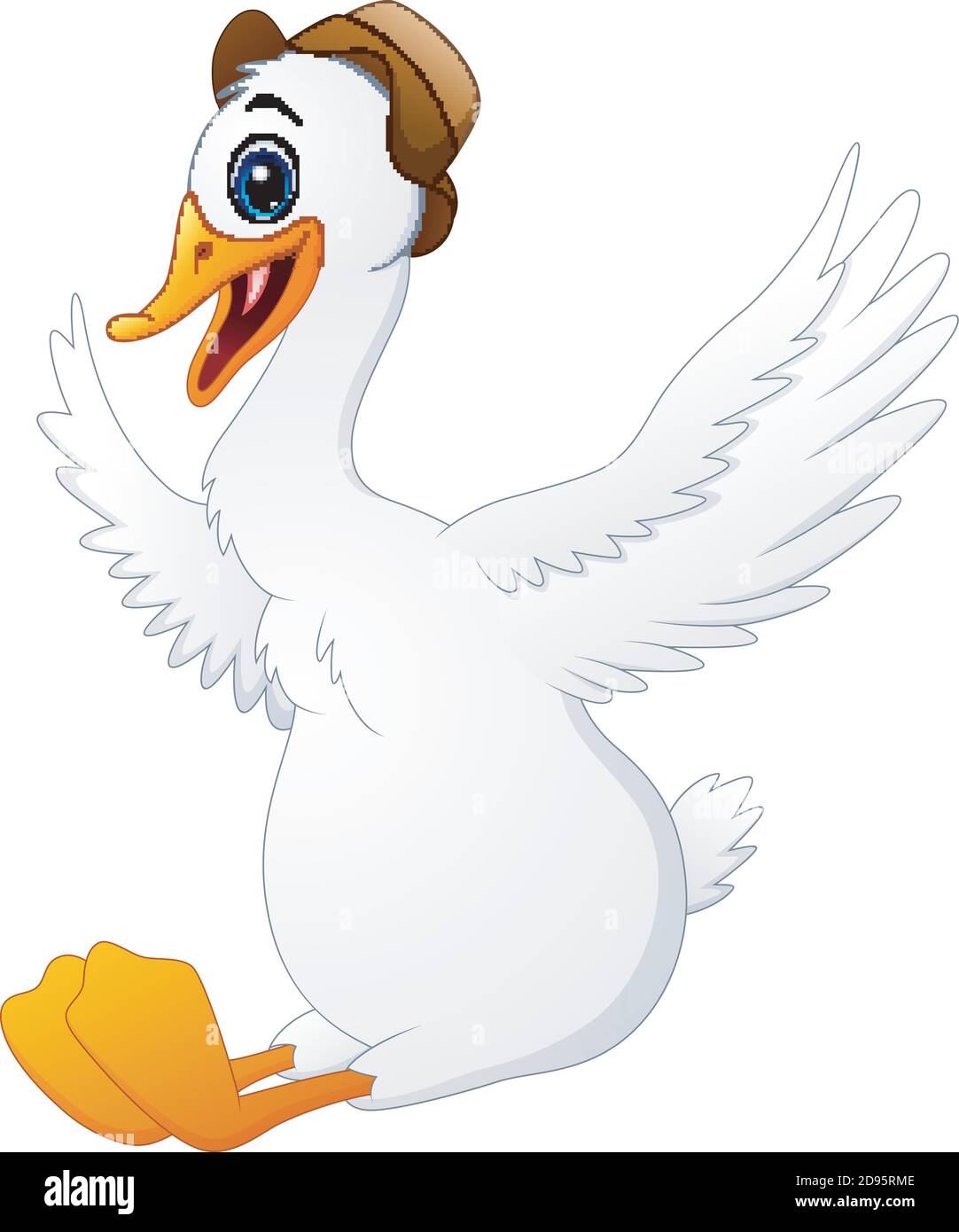 Vektor-Illustration von Cute Schwan Cartoon trägt einen Hut Stock Vektor