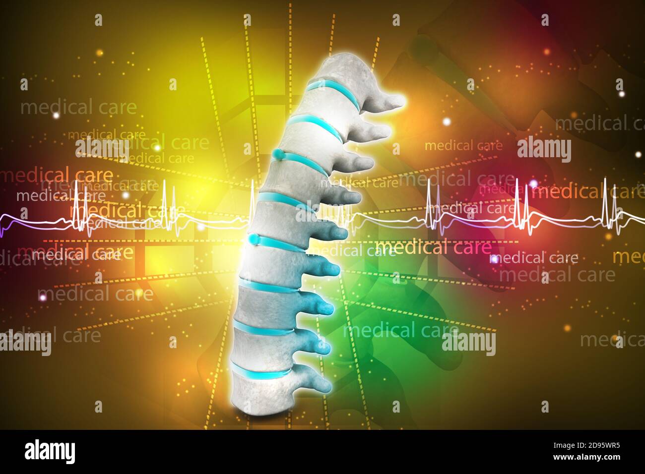3d-Teil des isolierten Hintergrunds der Wirbelsäule Stockfoto