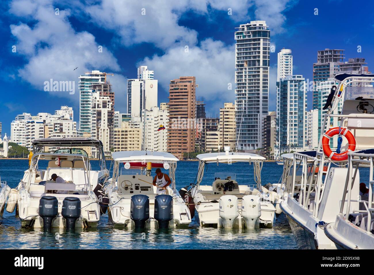 Seehafen, Marina Santa Cruz, Bocagrande, Cartagena de Indias, Bolivar, Kolumbien, Südamerika Stockfoto