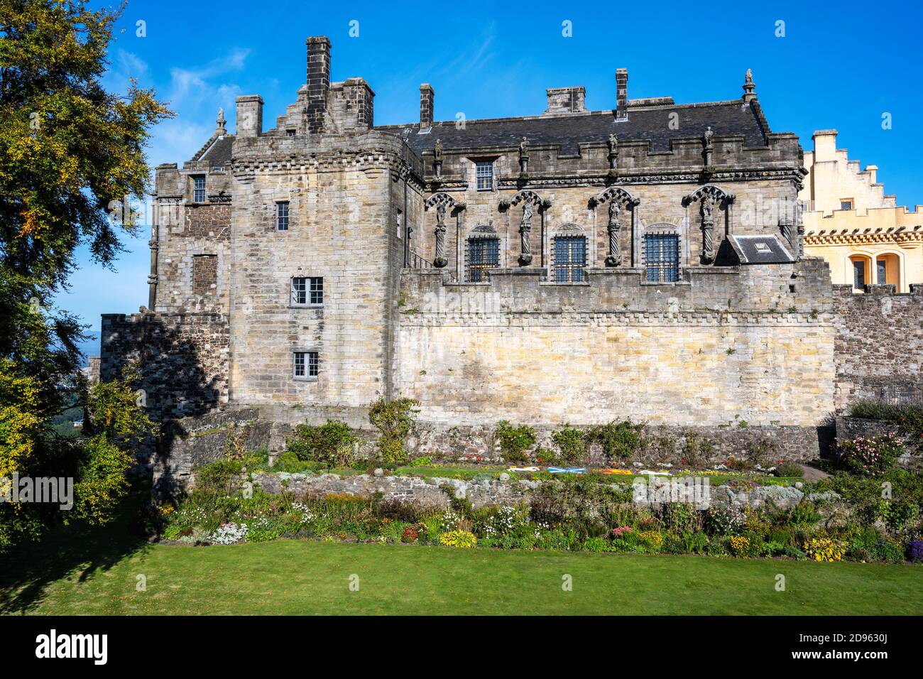 Der Königliche Palast von Königin Anne Gärten - Schloss Stirling, Schottland, Großbritannien Stockfoto