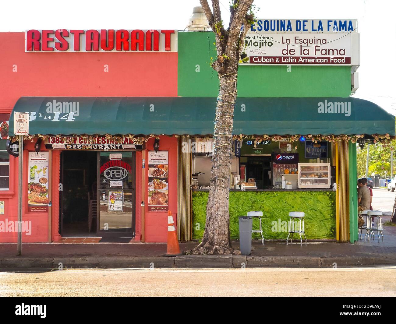 Kleines Restaurant. Calle 8: Little Havana. Miami. Florida. USA. Stockfoto