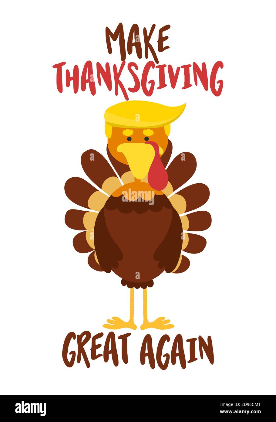 Machen Sie Thanksgiving wieder groß - Thanksgiving Day Poster mit niedlichen truthahn in Trump Perücke. Herbstfarben-Poster. Gut für Schrottbuchungen, Poster, Begrüßung Stock Vektor