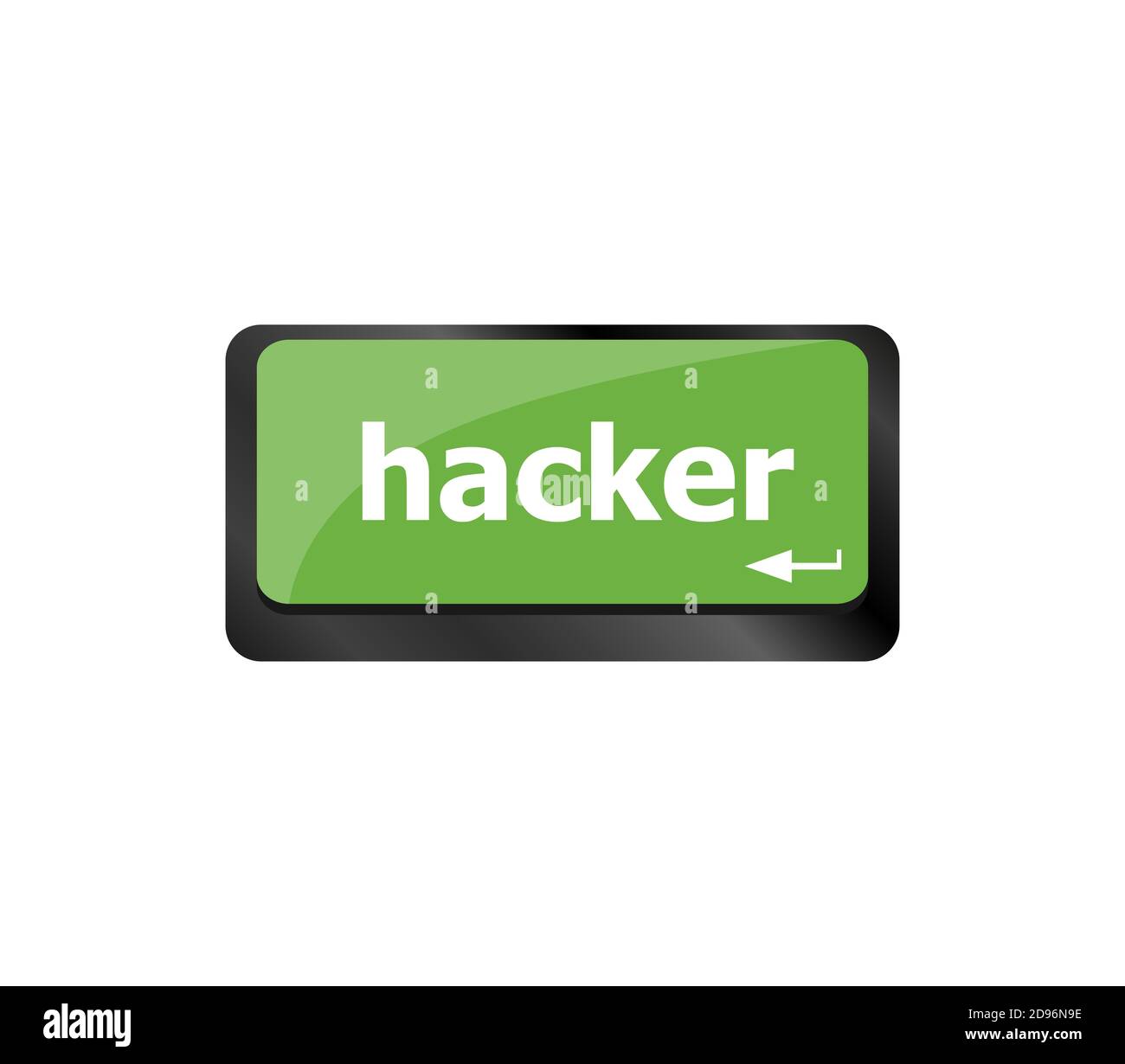 Hacker-Wort über Tastatur, Angriff, Internet-Terrorismus-Konzept Stockfoto