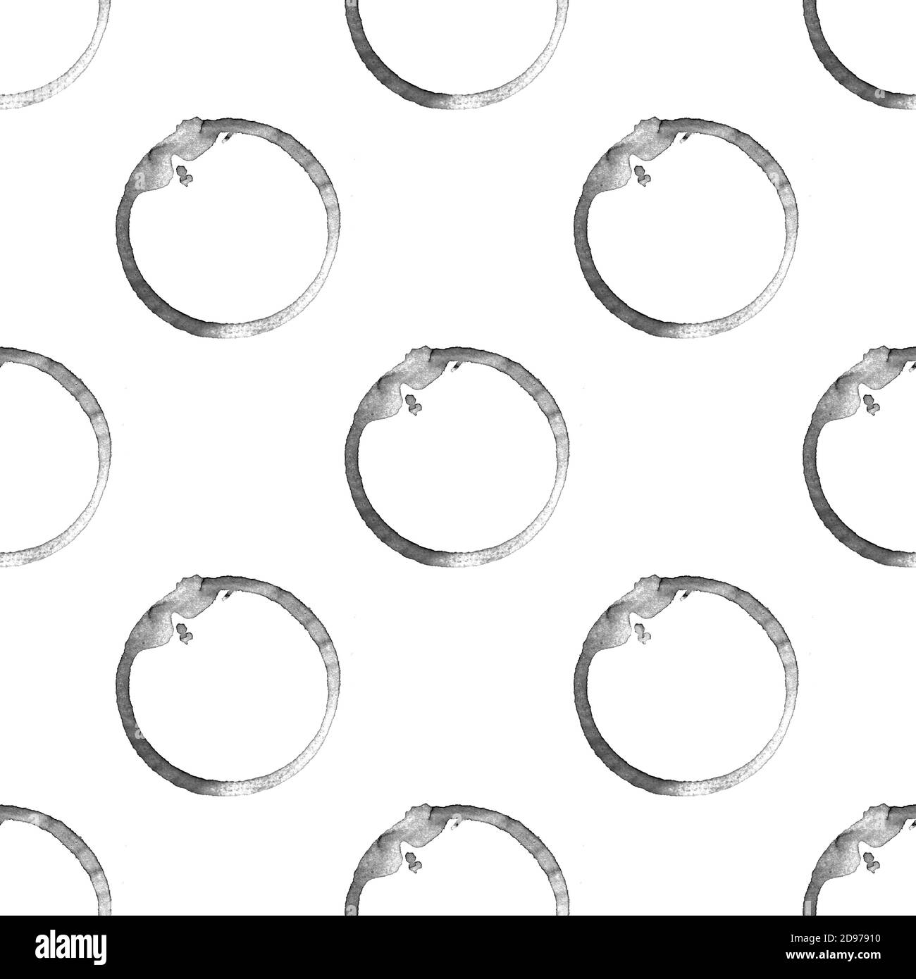 Nahtloses Muster mit schwarzen Kreisen isoliert auf weißem Hintergrund Stockfoto