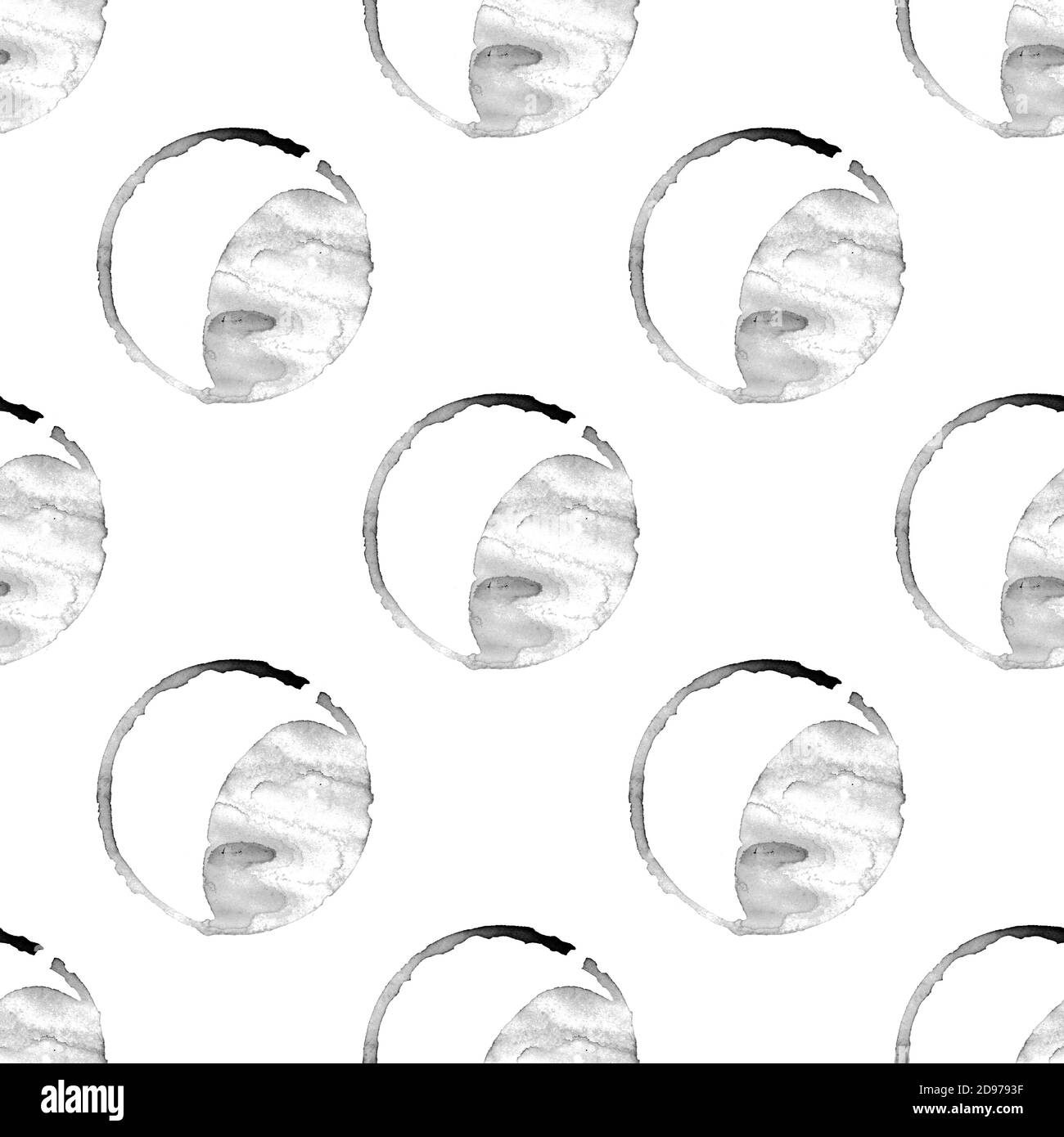 Nahtloses Muster mit schwarzen Kreisen isoliert auf weißem Hintergrund Stockfoto