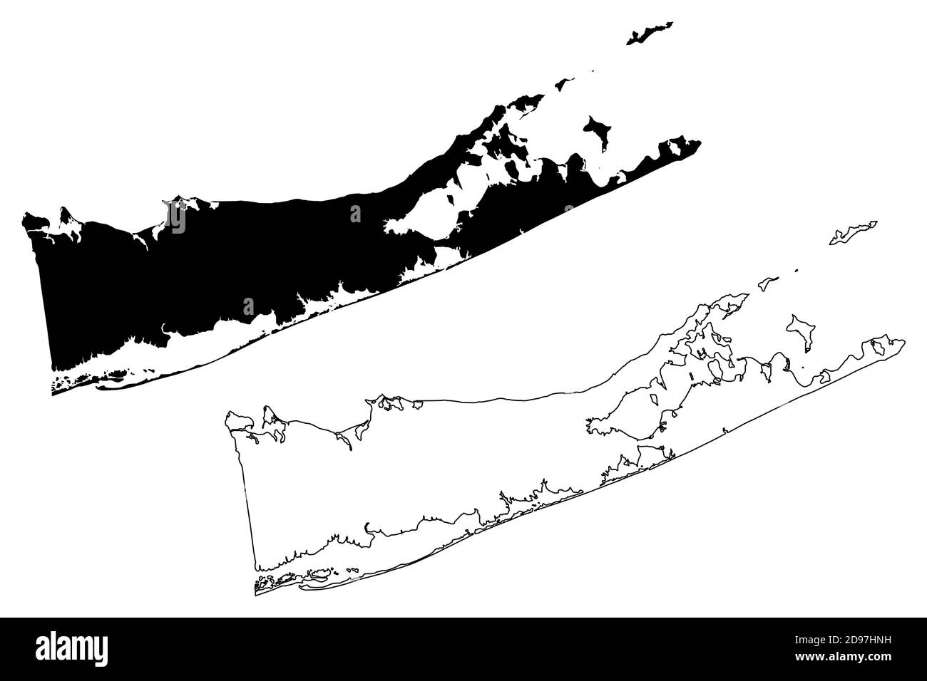 Suffolk County, New York State (U.S. County, United States of America, USA, U.S., US) Kartenvektordarstellung, Scribble Skizze Suffolk Karte Stock Vektor