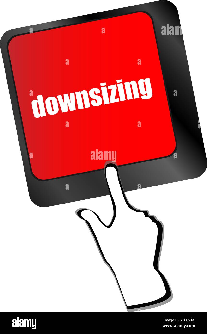 Cloud-Symbol mit Downsizing Wort auf Computer-Tastatur-Taste Stockfoto