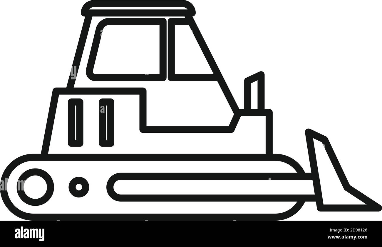 Große Bulldozer-Symbol, Outline-Stil Stock Vektor