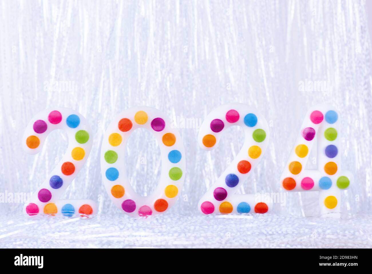 Bunte Punkte schreiben Zahlen Frohes neues Jahr 2025 Folie Hintergrund