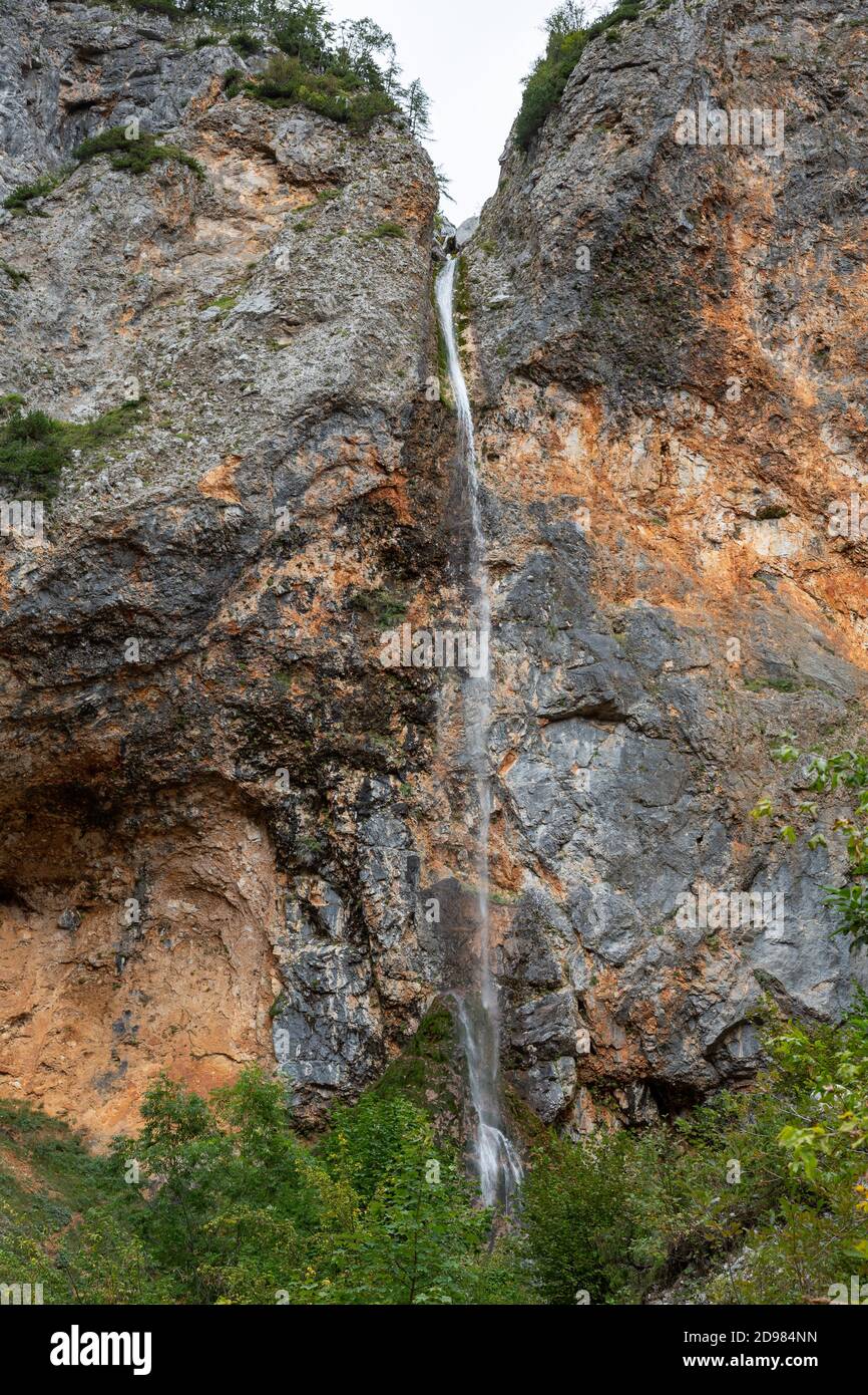 Slap Rinka Wasserfall in Logarska Tal, Slowenien Stockfoto