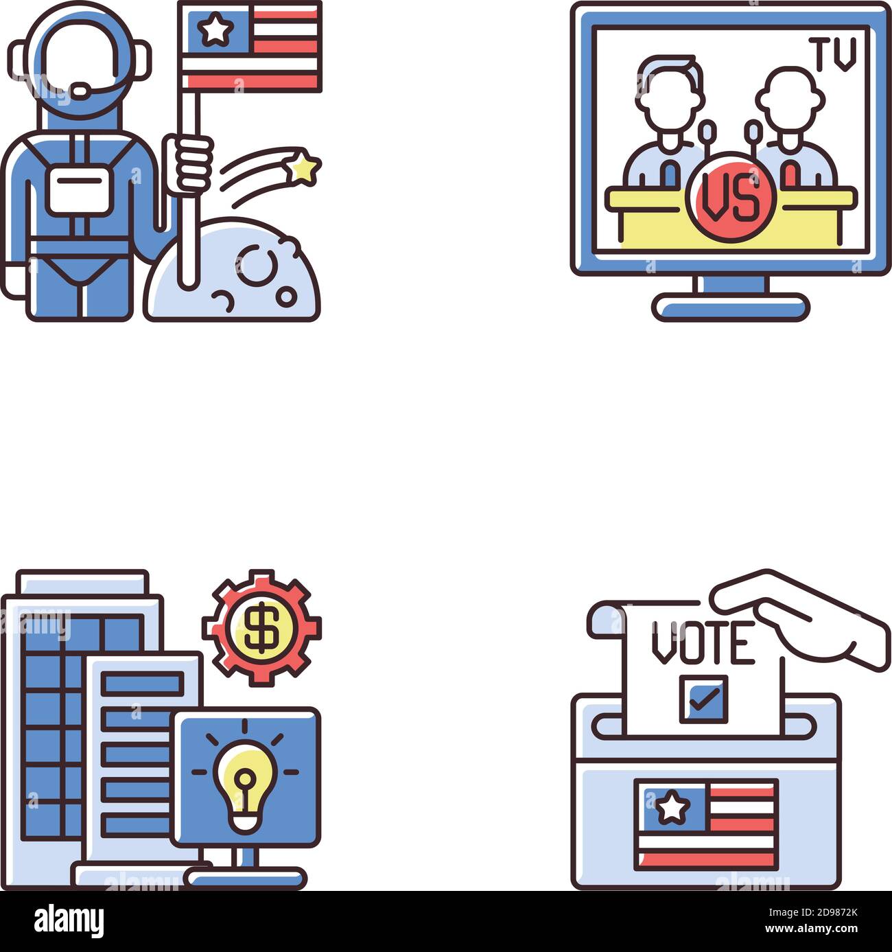 US-RGB-Farbsymbole eingestellt Stock Vektor