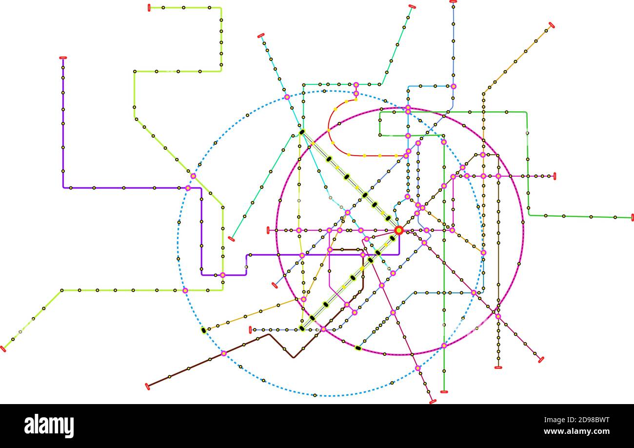 Karte der öffentlichen Verkehrsmittel, U-Bahn-Busse, Straßenbahnkarte einer großen Stadt, fiktive Vektorkunst, öffentlicher Nahverkehr imitieren freien Kopierraum, fiktive Vektorkunst Stock Vektor