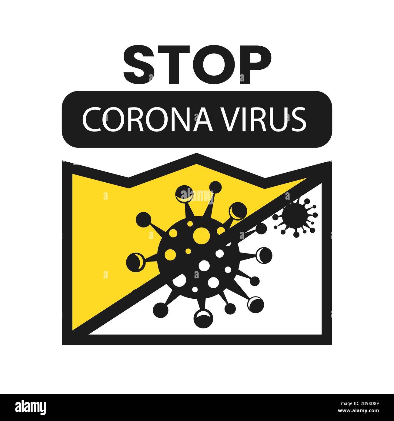 Infografik-Symbol für Coronavirus. Der Erreger einer Atemwegsinfektion. Poster zur Bakterienpandemie. Logo Zeichen isoliert weißen Hintergrund. Stock Vektor