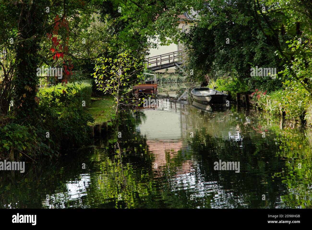 Lehde Gemeinde, Lehde,Spreewald, Oberspreewald, Biospherereserve, Brandenburg, Ostdeutschland, Deutschland, Europa Stockfoto