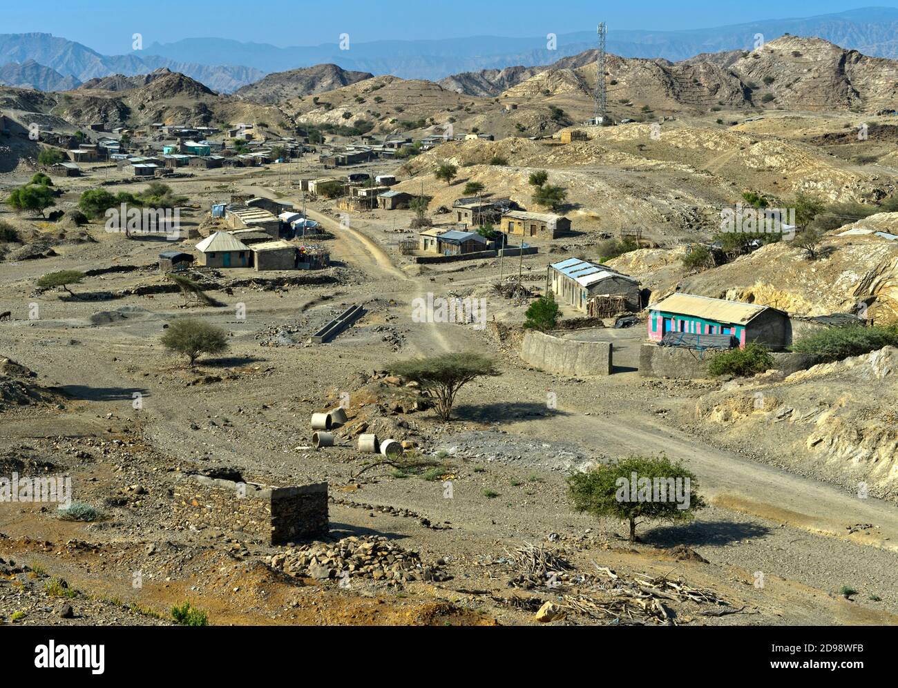 Typische Tigraian Steinhäuser im Berhale Bezirk, Berhale, Afar Region, Äthiopien Stockfoto