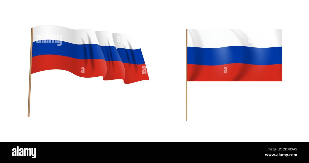 Bunte naturalistische wehende Flagge der Russischen Föderation. Vektorgrafik. EPS10 Stock Vektor