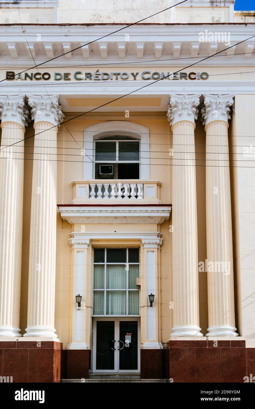 Banco de Crédito y Comercio.Cienfuegos, Kuba, Lateinamerika und die Karibik Stockfoto