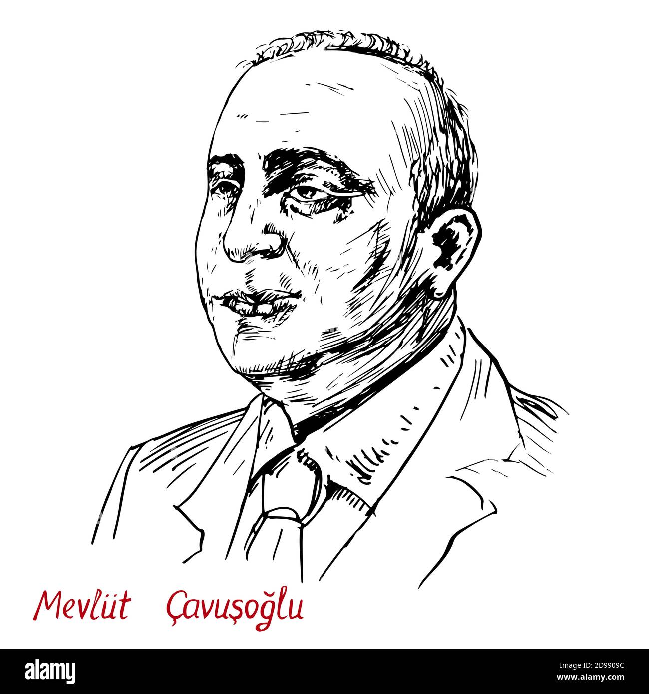 Mevlut Cavusoglu, türkischer Politiker, Außenminister, Mitglied der Großen Nationalversammlung, vertritt die Provinz Antalya, handgezeichnet Stockfoto