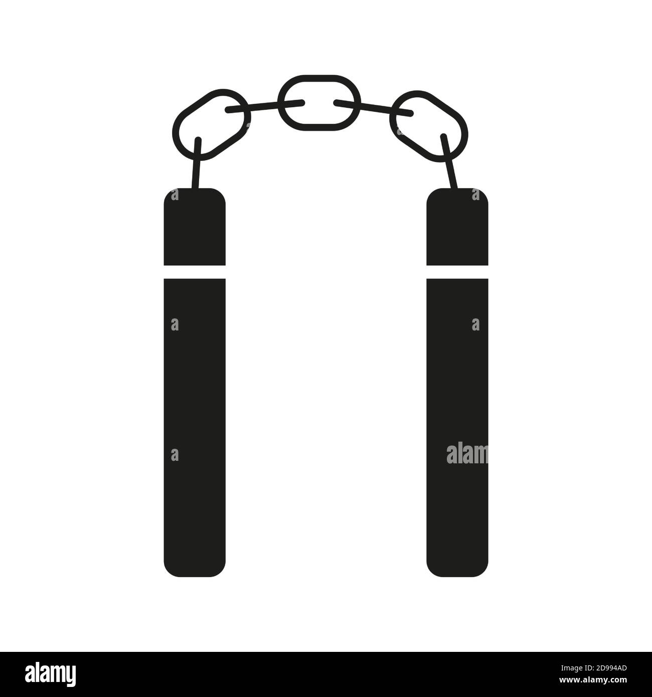 Nunchucks Icon Element der Waffe Symbol für mobile Konzept und Web-Apps. Thin Line Nonchucks Symbol kann für Web und mobile verwendet werden. Premium-Symbol auf Weiß Stock Vektor