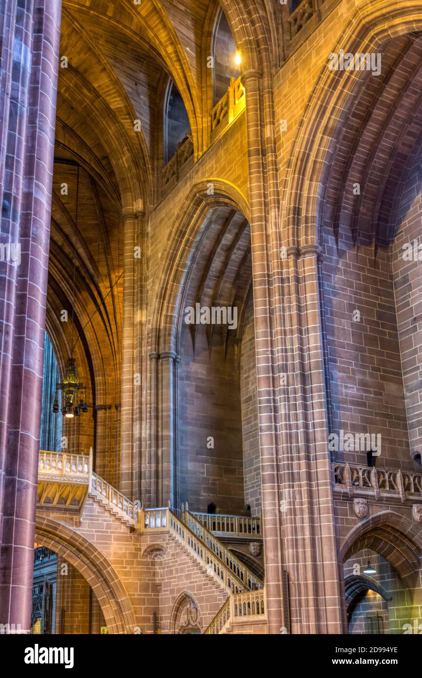 Innenansicht der Liverpool Anglican Cathedral. Stockfoto