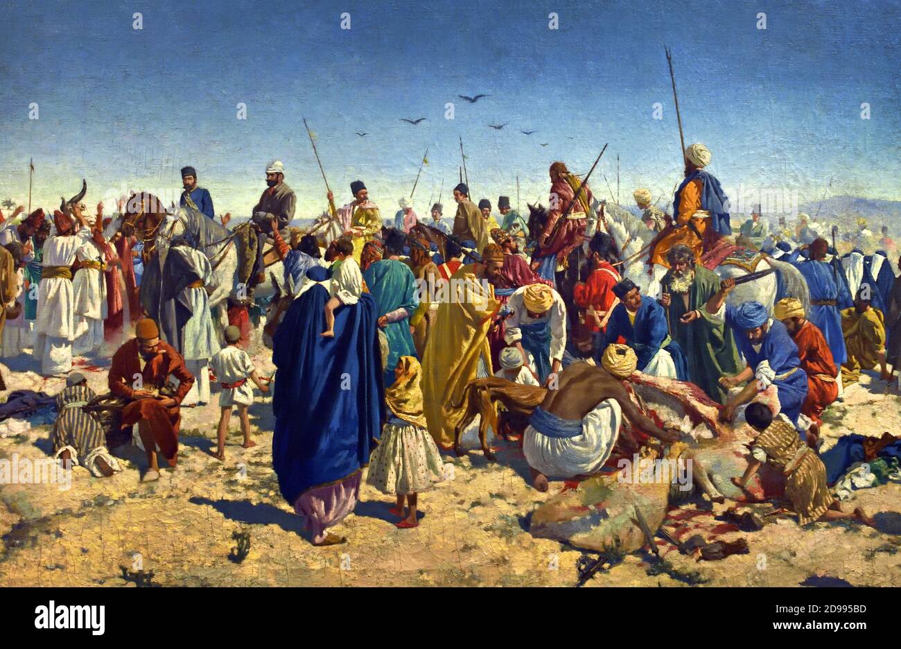 Der Gouverneur von Lorestan und Arabistan (Saudi-Arabien) und der spanische Vizekonsul Ankunft in Dezful Jose Pellicer Fene 1842-1901 Spanien, Spanisch, Stockfoto