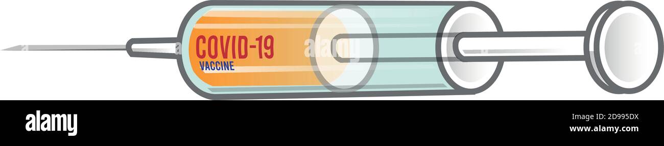 Spritze mit Impfstoff gegen Covid 19 Coronavirus Stock Vektor