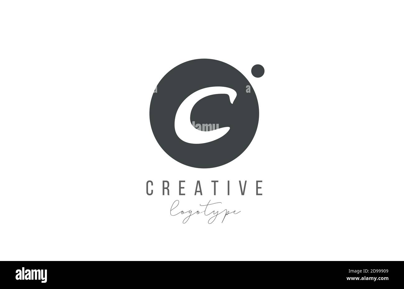 C-Alphabet Buchstaben Logo-Symbol in schwarz-weiß Farbe. Kreative Kreisgestaltung für Unternehmen und Unternehmen Stock Vektor
