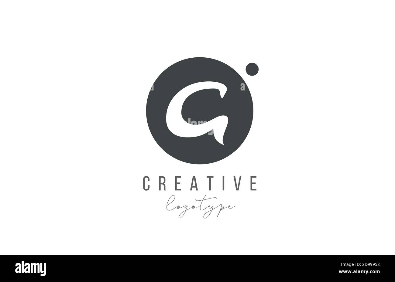 G Alphabet Buchstaben Logo Symbol in schwarz und weiß Farbe. Kreative Kreisgestaltung für Unternehmen und Unternehmen Stock Vektor