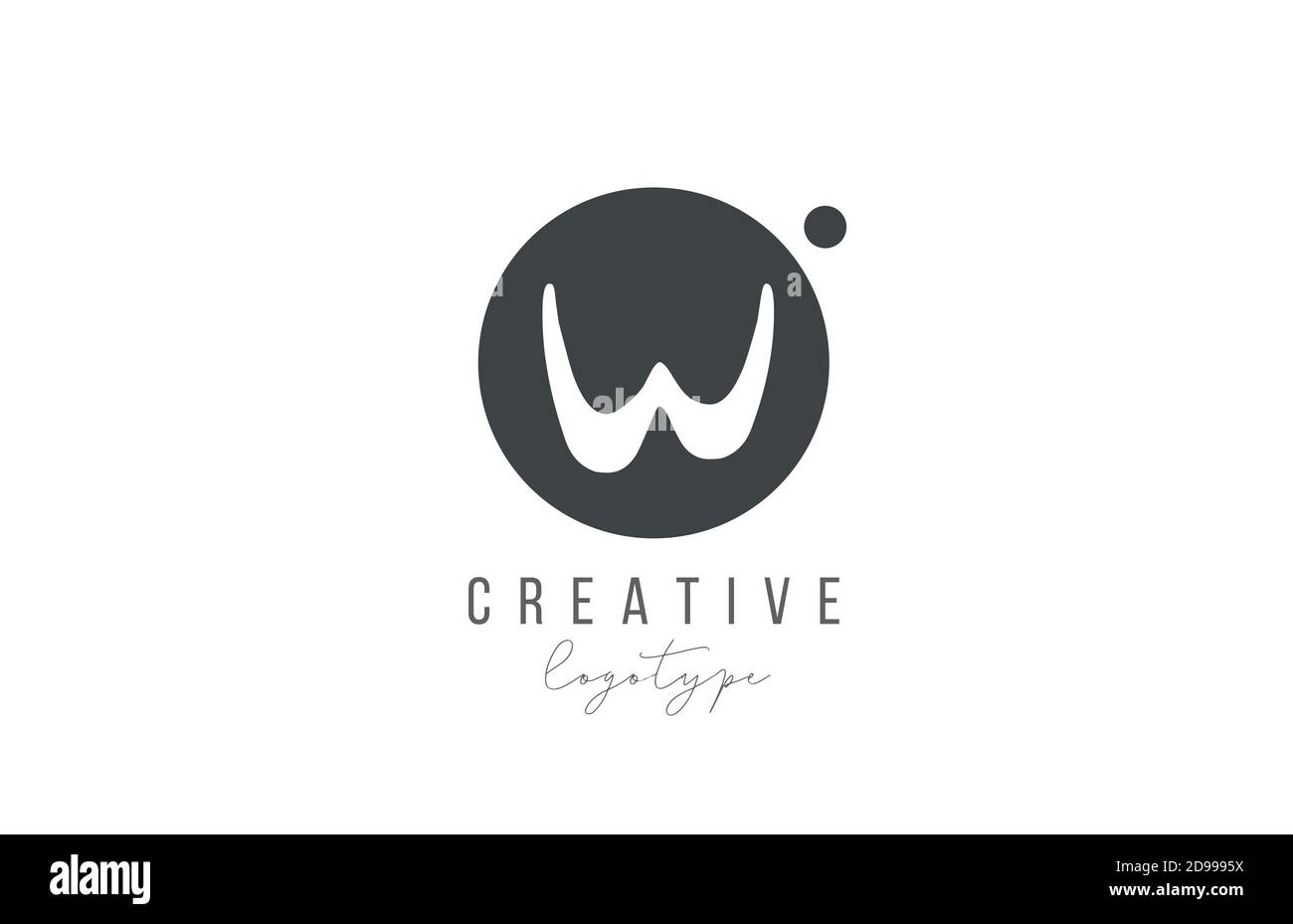 W Alphabet Buchstaben Logo-Symbol in schwarz-weiß Farbe. Kreative Kreisgestaltung für Unternehmen und Unternehmen Stock Vektor