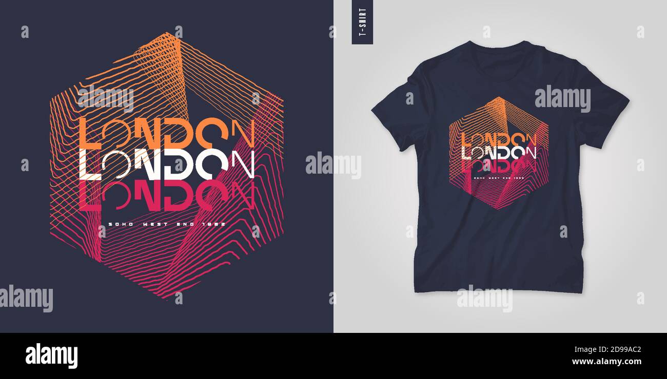 London. T-Shirt geometrische Vektor-Design, Poster, Druck, Vorlage Stock Vektor