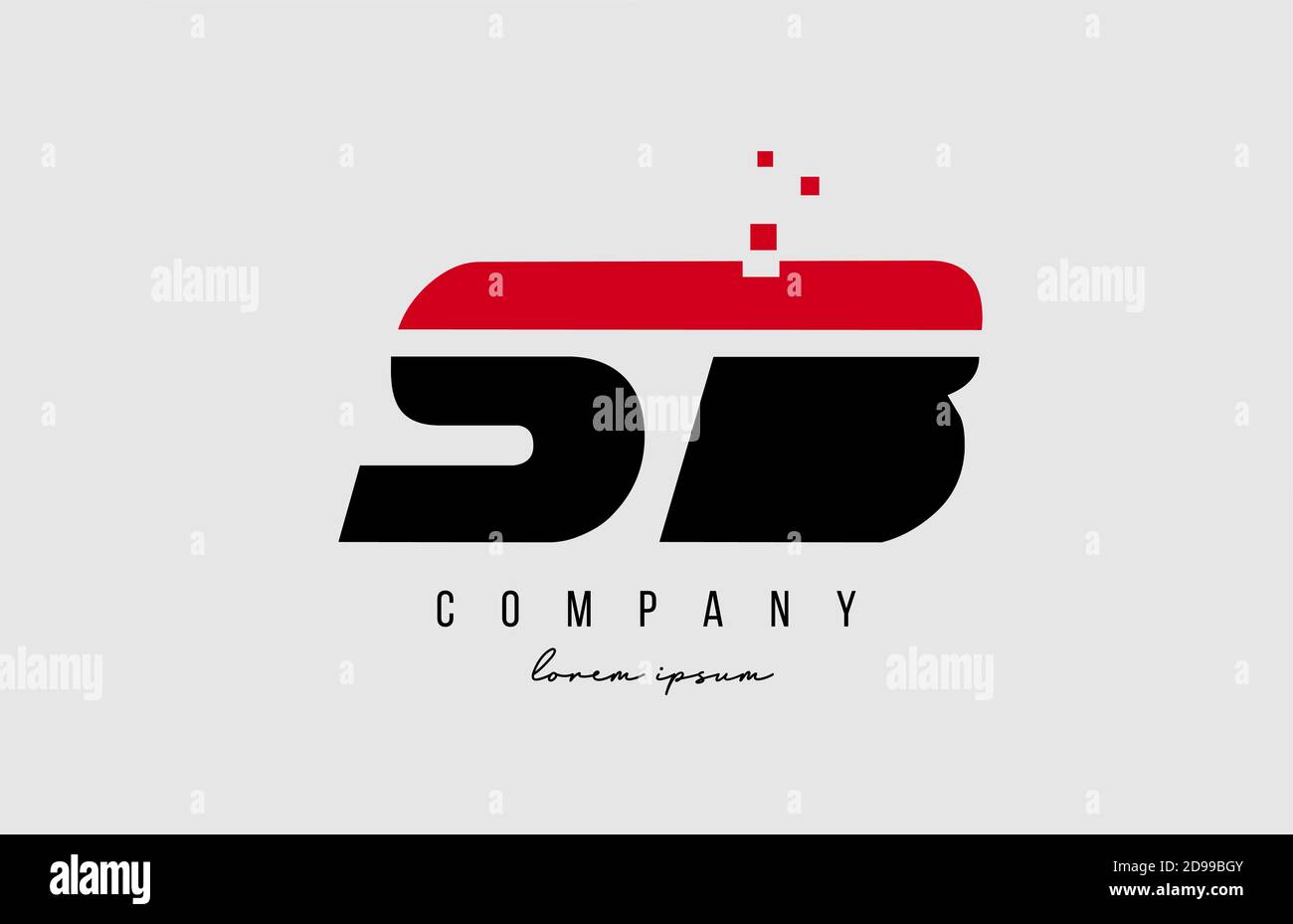 sb s b Alphabet Buchstaben Logo Kombination in rot und schwarz Farbe. Kreatives Icon-Design für Unternehmen und Unternehmen Stock Vektor