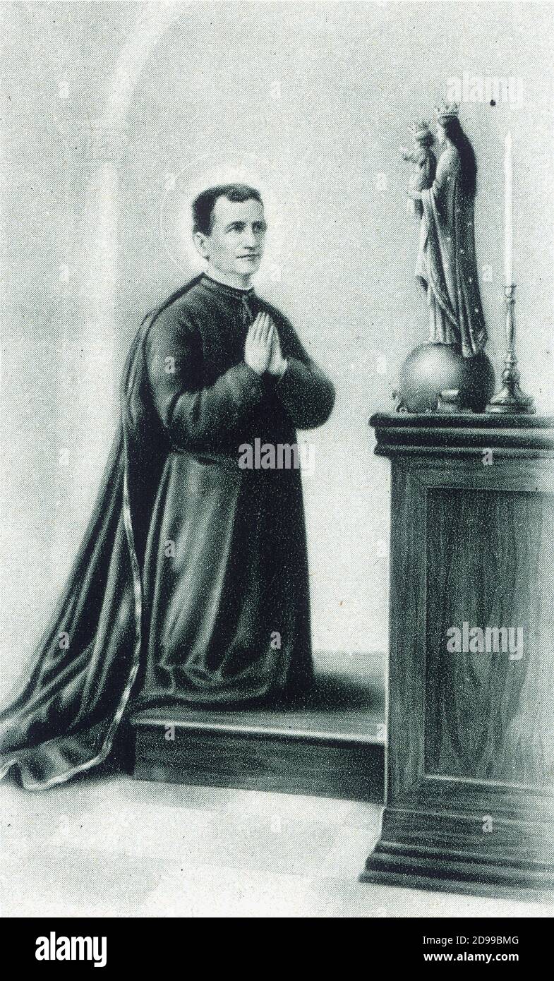 Der italienische Priester Saint Don GIOVANNI B.Sc. ( Castelnuovo d'Asti 1815 - Torino 1888 ) wenig Andacht Volksbild ( Italien 1920 ' s ).- KATHOLISCHE RELIGION - RELIGIONE CATTOLICA - Gebet - in preghiera - SANTO - prelato - prete ---- Archivio GBB Stockfoto