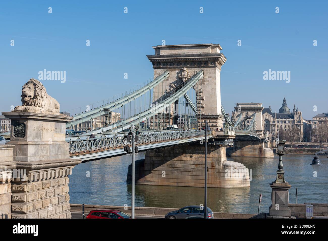 Budapest, Széchenyi Lánchíd Kettenbrücke, Ungarn, Stockfoto