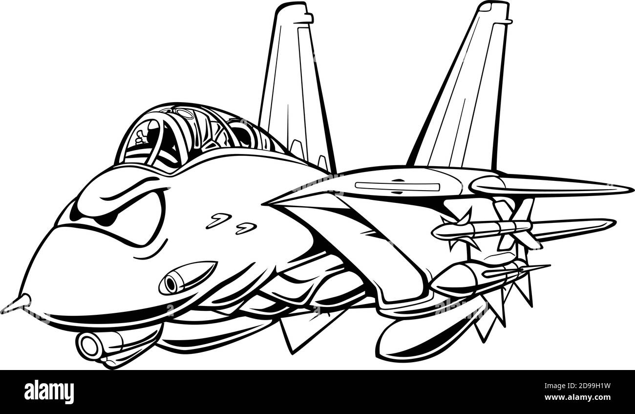Classic Fighter Jet Flugzeug Cartoon Vektor Illustration Stock Vektor