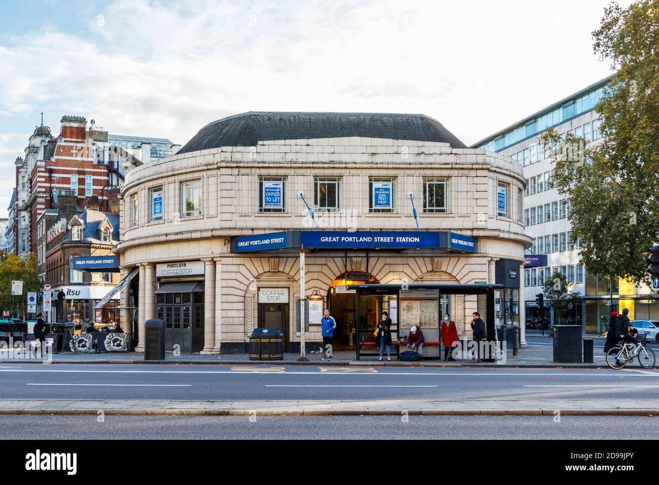 Großartige Portland Street U-Bahnstation an der Marylebone Road, London, Großbritannien Stockfoto