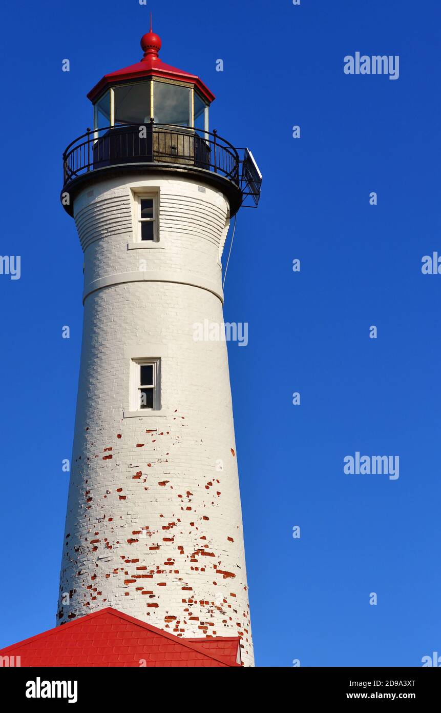 Paradise, Michigan, USA. Das Crisp Point Light war eine von fünf US-Rettungsstationen entlang der Küste des Lake Superior. Stockfoto
