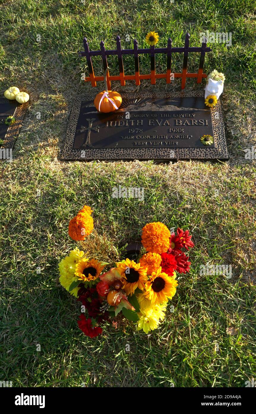 Los Angeles, Kalifornien, USA 3. November 2020 EIN allgemeiner Blick auf die Atmosphäre des Grabes der Schauspielerin Judith Barsi im Forest Lawn Hollywood Hills Memorial Park am 3. November 2020 in Los Angeles, Kalifornien, USA. Foto von Barry King/Alamy Stockfoto Stockfoto