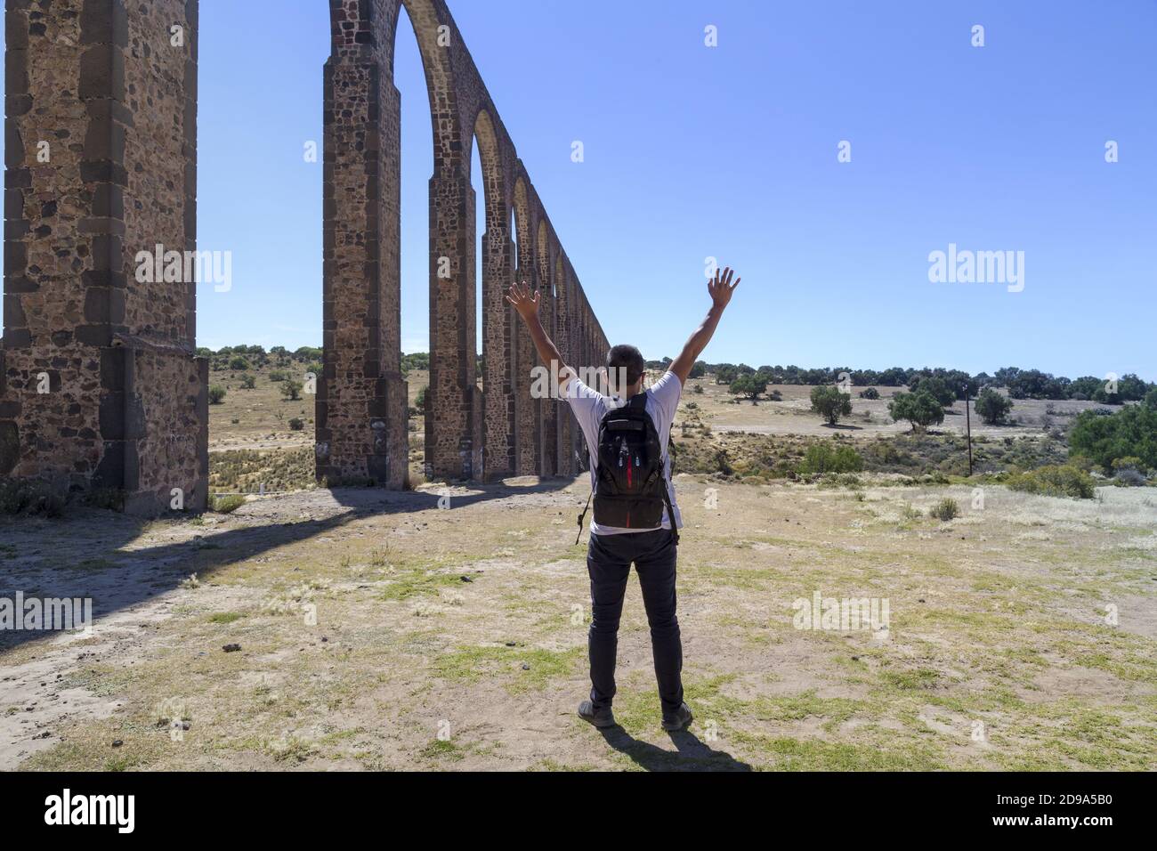 Rückansicht eines Männchens im Aquädukt von Padre Tembleque, Hidalgo, Mexiko Stockfoto