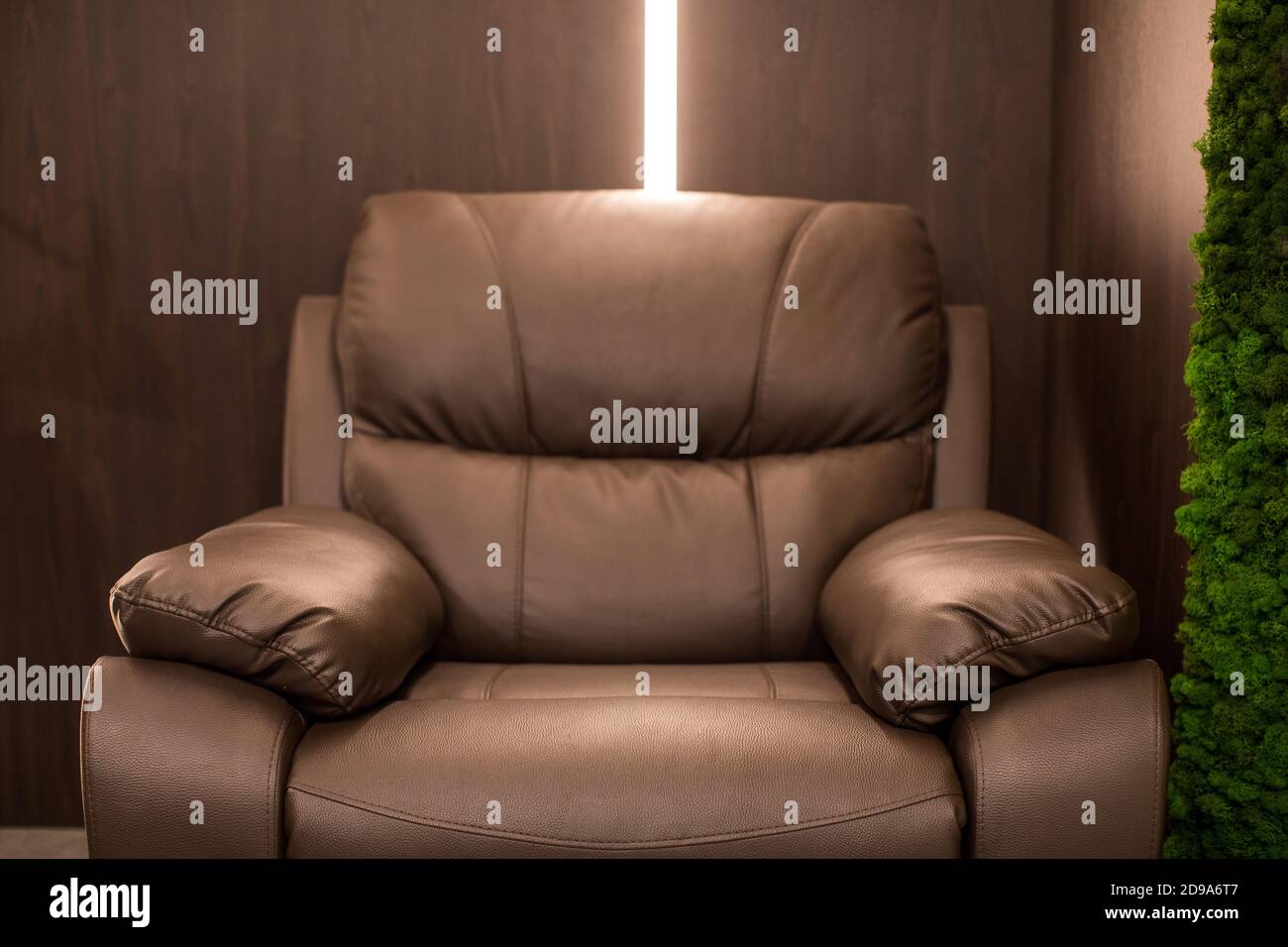 Sessel aus weichem Leder im Wohnzimmer Stockfoto