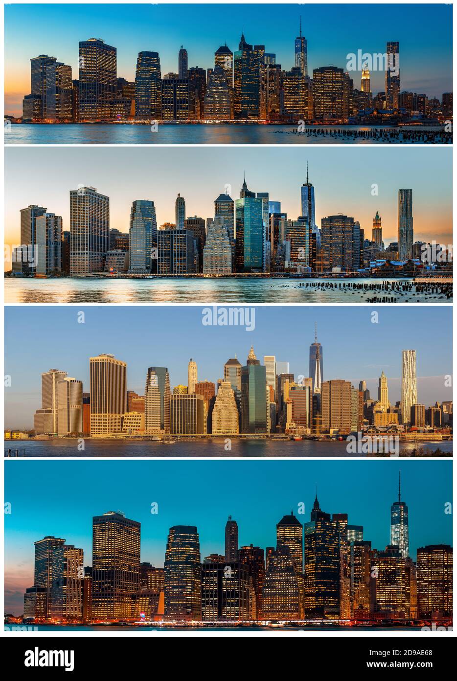 Manhattan Panorama. Skyline von New York City. Satz mit 4 Bildern Stockfoto